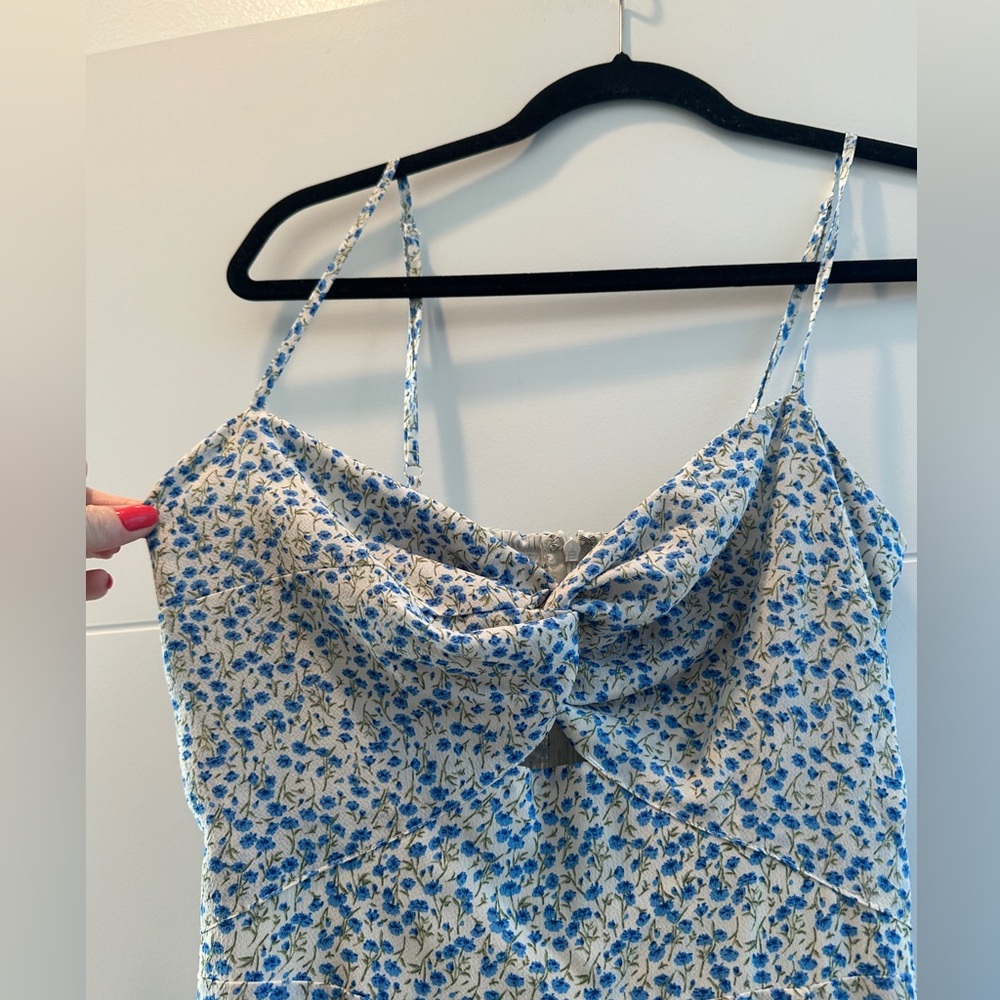 ON YOU Blue & White Floral Cutout Midi Dress | Size S - Picture 9 of 13